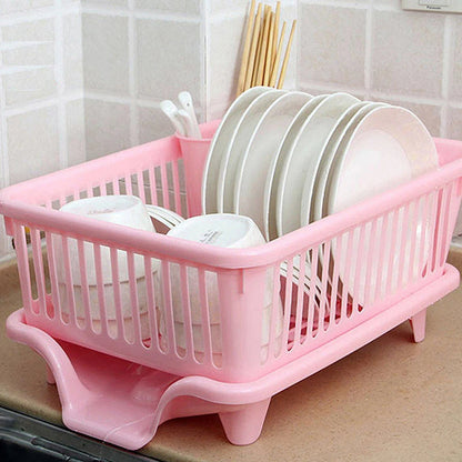 Sink Dish Drying Rack - Heavy Duty Drainer with Cup Holders and Drainboard