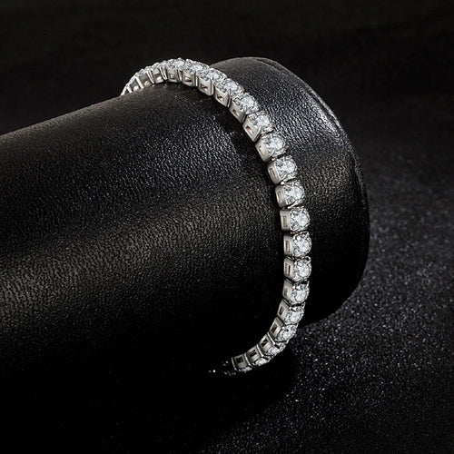 Tennis Bracelet in S925 Sterling Silver with Zirconia Charms