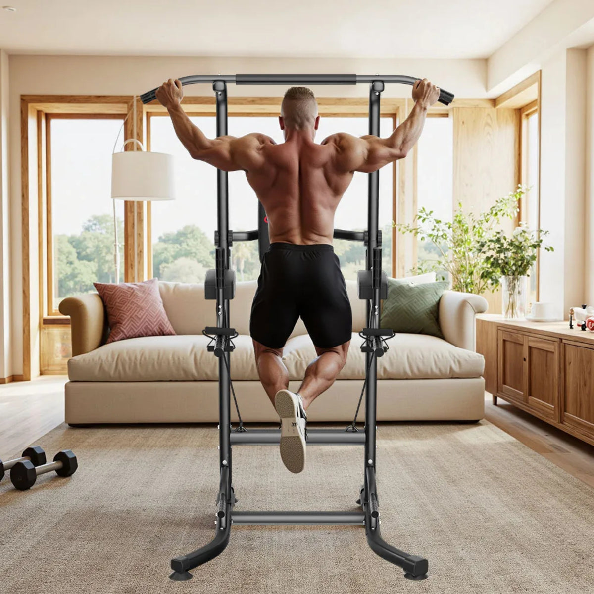 Adjustable Dip Station with Pull-Up Bar and Ab Exercise Equipment