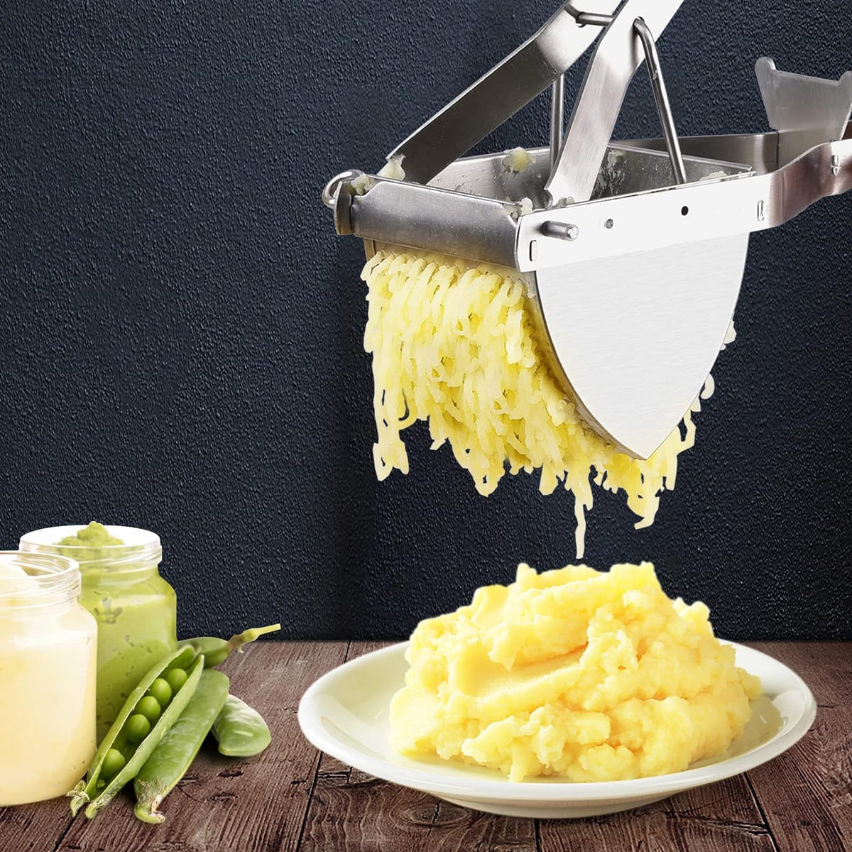 Stainless Steel Potato Ricer – Masher for Fruits and Vegetables