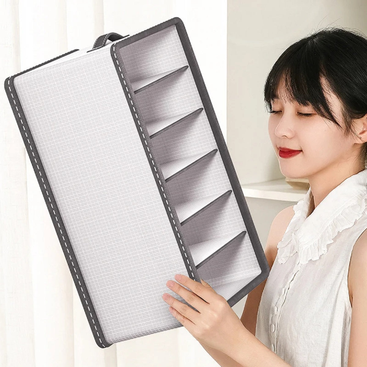 Multi-Compartment Storage Box for Wardrobe Clothes Organization