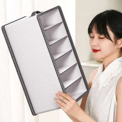 Multi-Compartment Storage Box for Wardrobe Clothes Organization