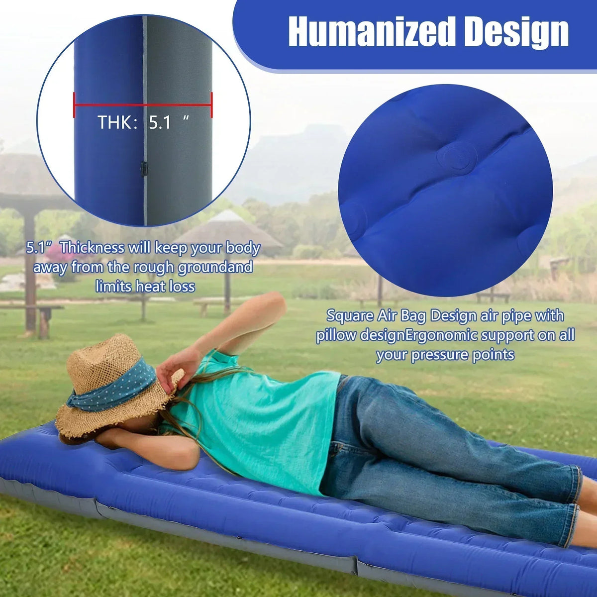 Ultralight Air Mattress for Camping - Self-Inflating with Integrated Pump