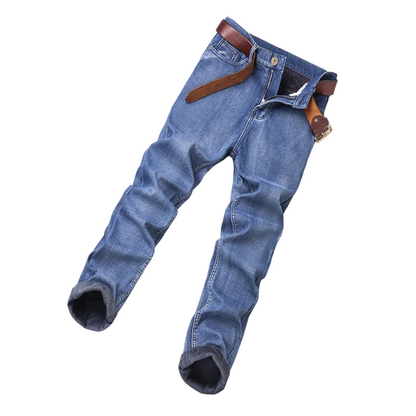 Men's Flannel Denim Jeans - Thermal Stretch Fleece Lined for Winter