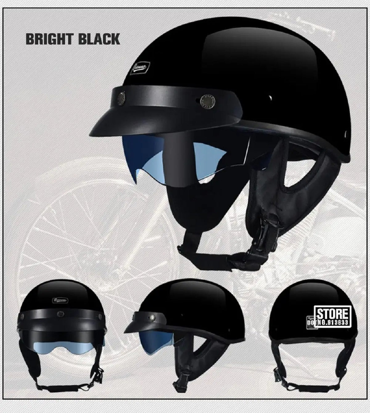 Unisex Scooter Helmet - Retro Style Half Design with HD Visor for Year-Round Use