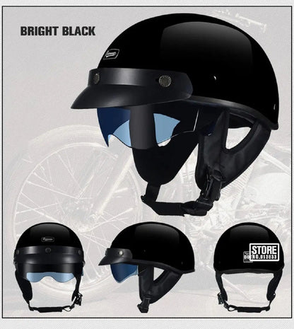 Unisex Scooter Helmet - Retro Style Half Design with HD Visor for Year-Round Use