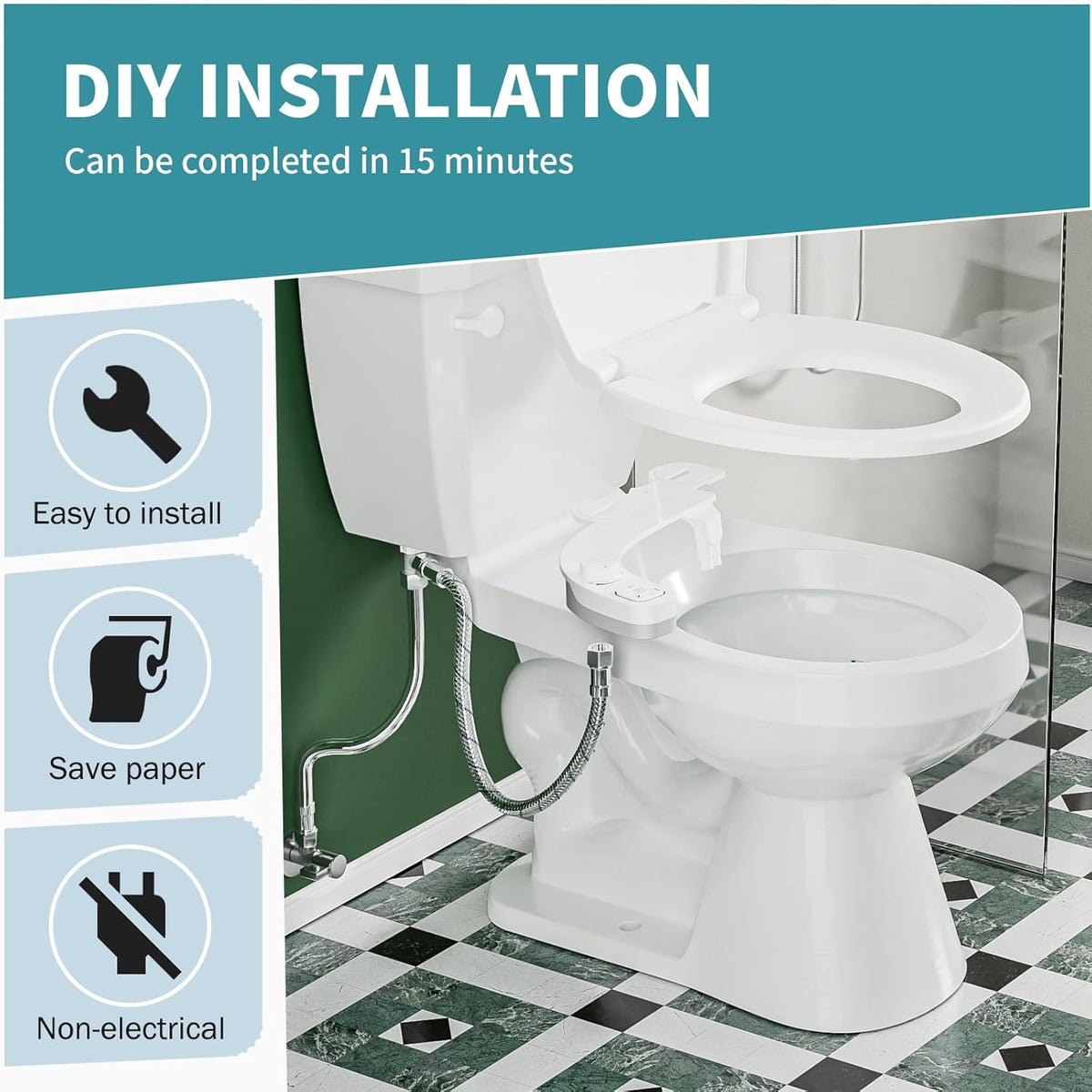 Self-Cleaning Dual Nozzle Bidet Attachment for Toilets - Non-Electric