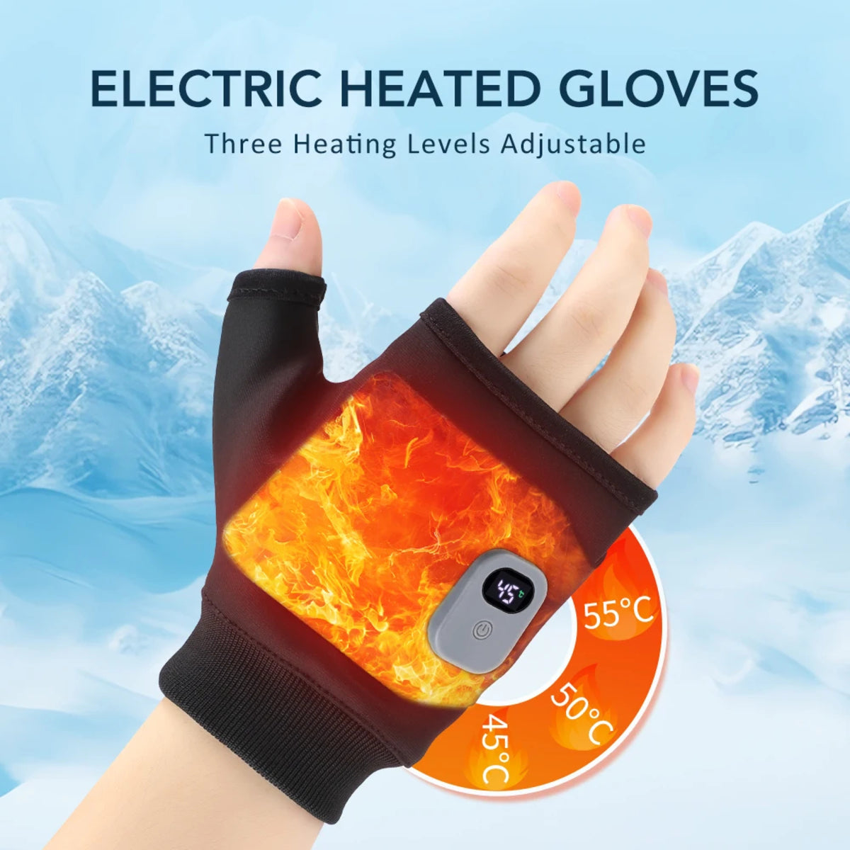 USB Rechargeable Fingerless Hand Warmers - Heated Touchscreen Gloves