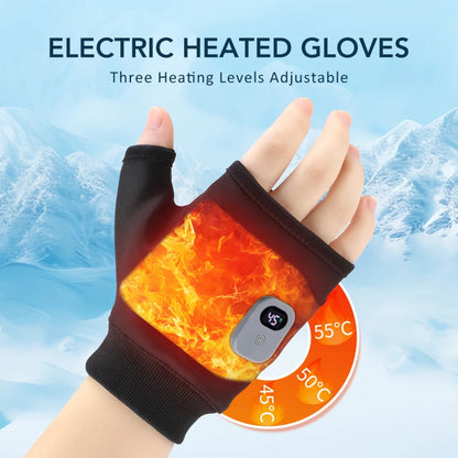 USB Rechargeable Fingerless Hand Warmers - Heated Touchscreen Gloves