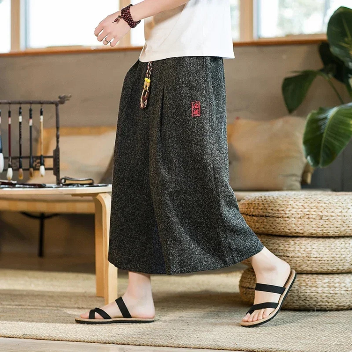 Japanese Wide-Leg Summer Shorts - Kimono-Inspired Design