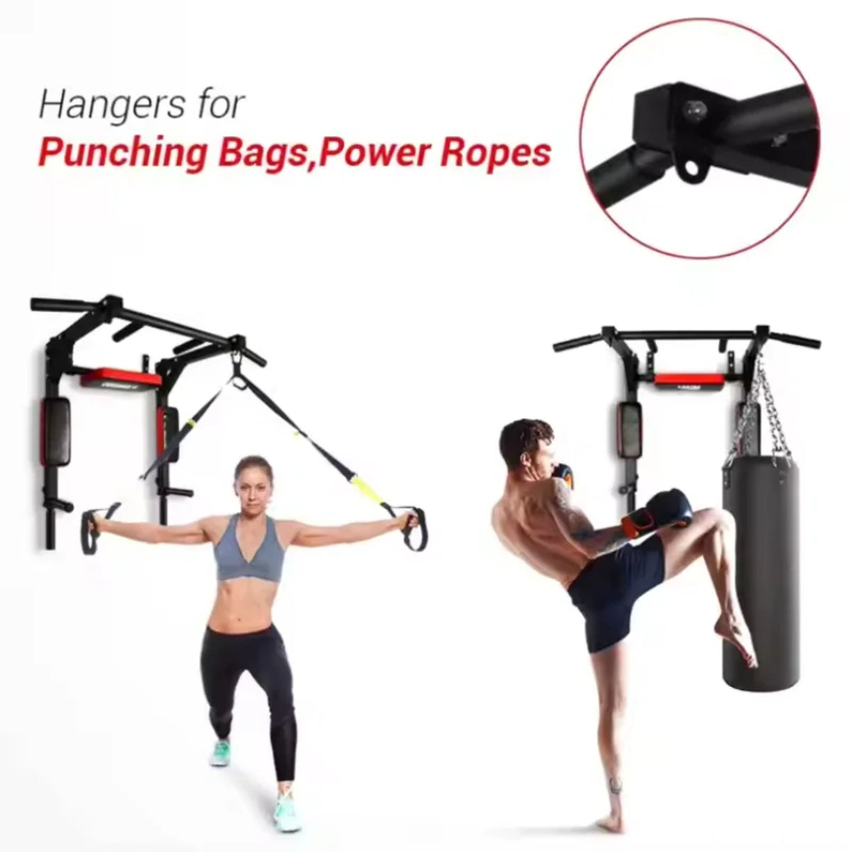 Indoor Heavy-Duty Chin-Up and Dip Station - Wall-Mounted Pull-Up Bar