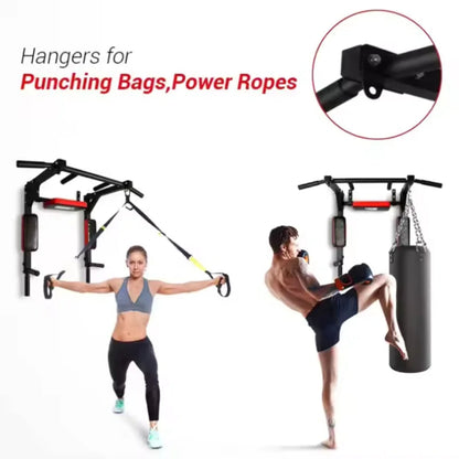 Indoor Heavy-Duty Chin-Up and Dip Station - Wall-Mounted Pull-Up Bar