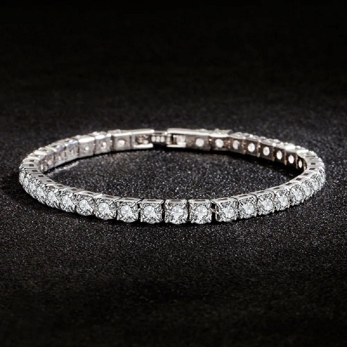 Tennis Bracelet in S925 Sterling Silver with Zirconia Charms
