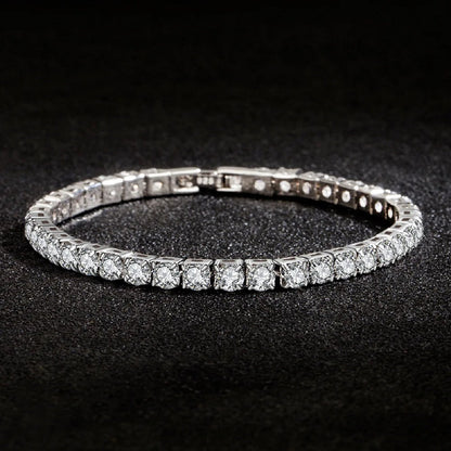 Tennis Bracelet in S925 Sterling Silver with Zirconia Charms