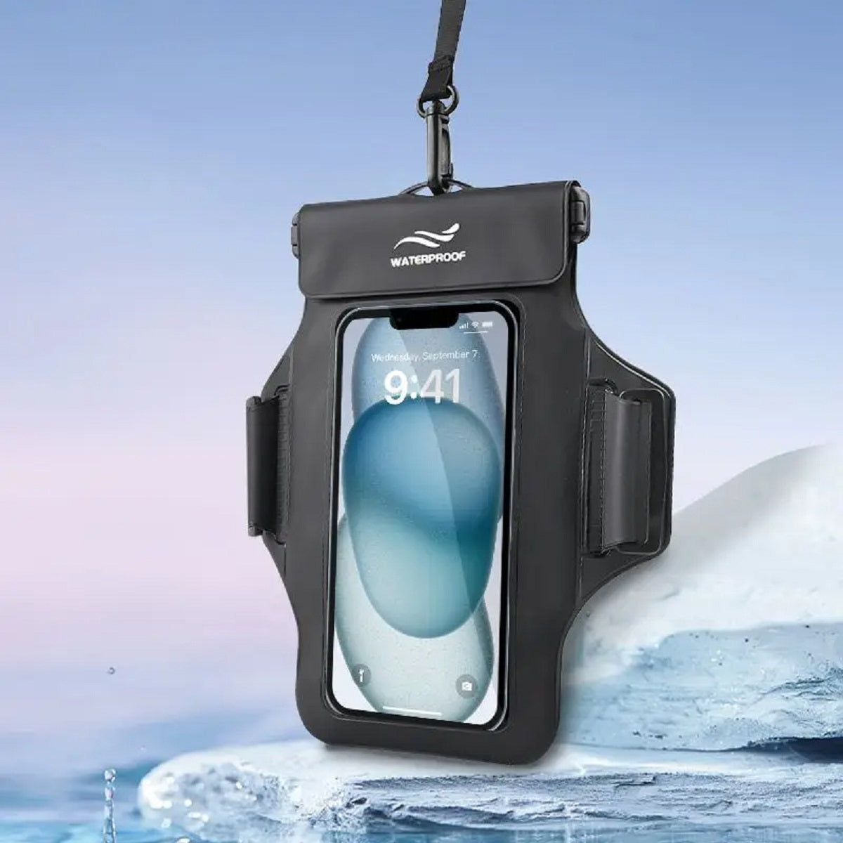 Phone Armband Pouch with Detachable Strap - Waterproof Case