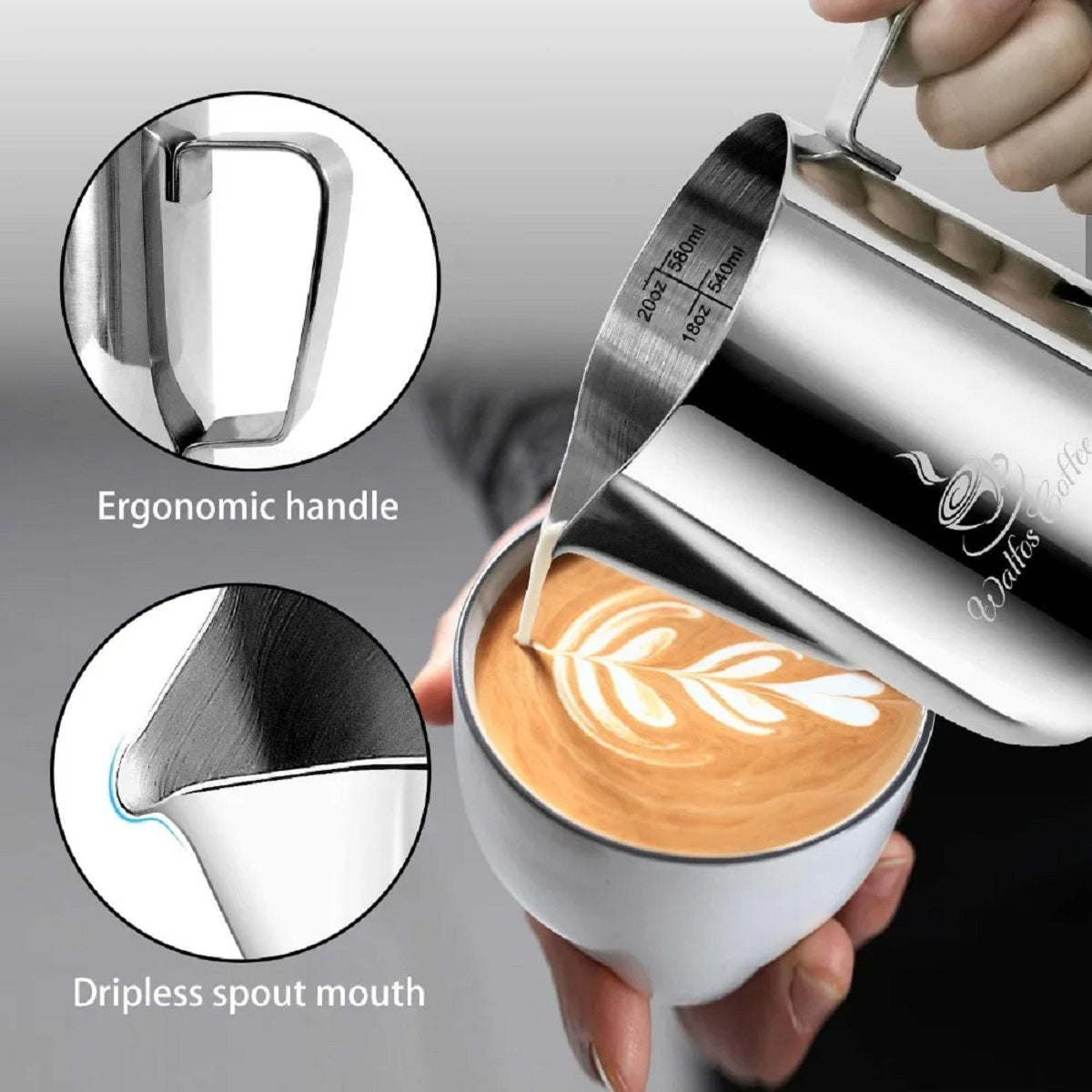 Stainless Steel Pitcher for Steaming Milk and Frothing