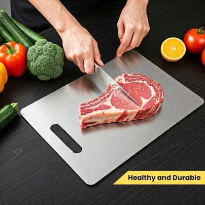 Food Grade Double-Sided Cutting Board in Titanium Stainless Steel