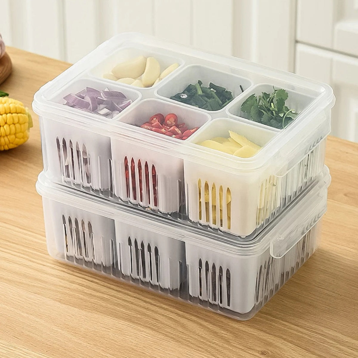 Storage Container for Refrigerator - Fresh Vegetable and Fruit Organizer