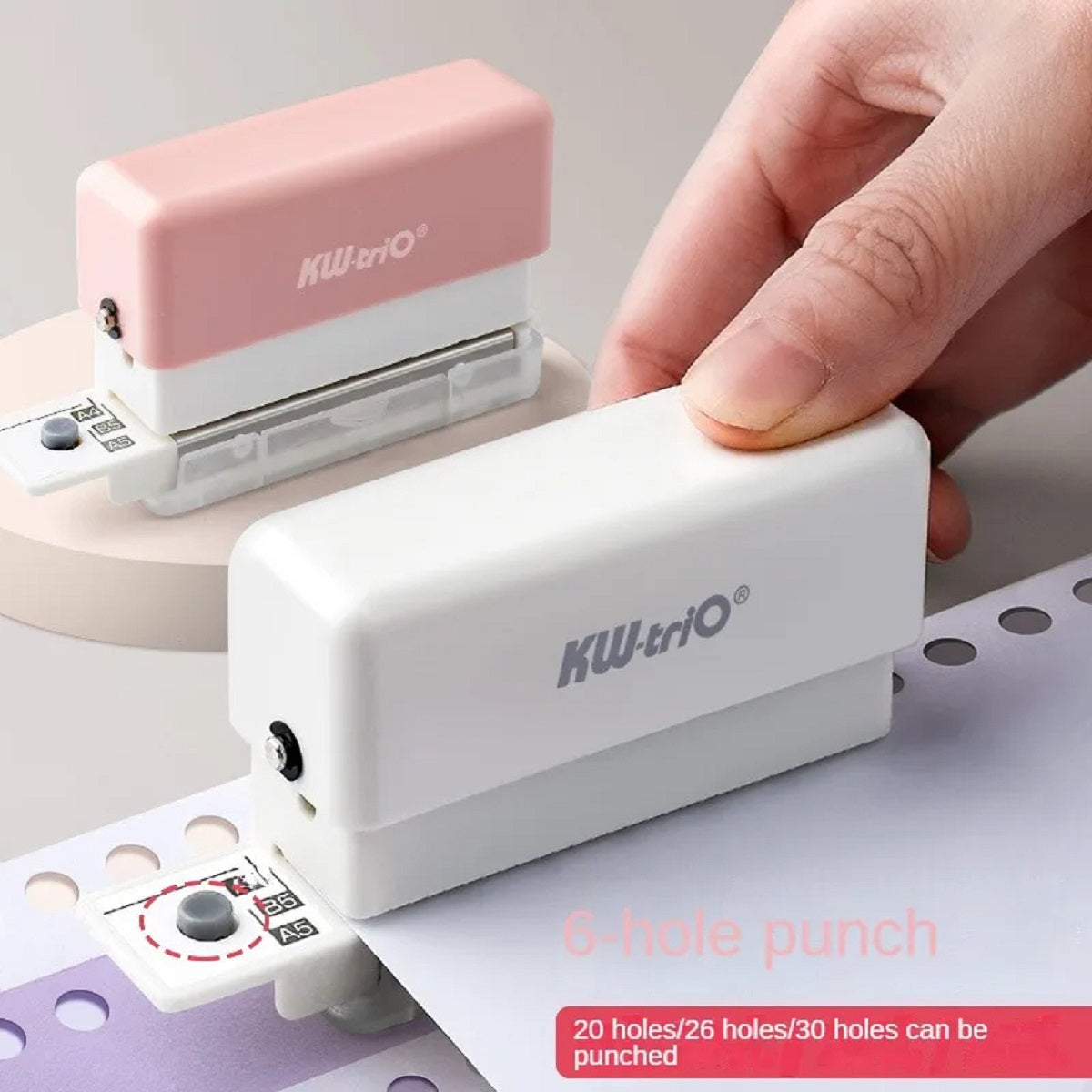 Compact 6-Hole Punch Tool for DIY Planning and Paper Binding