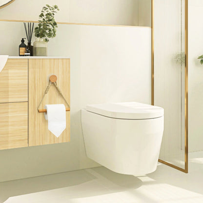 Wooden Bathroom Tissue Rack with Towel Bar - Wall-Mounted Toilet Paper Holder