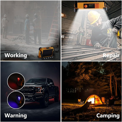 Rechargeable Outdoor LED Spotlight - Solar-Powered Flood Light for Yard and Construction