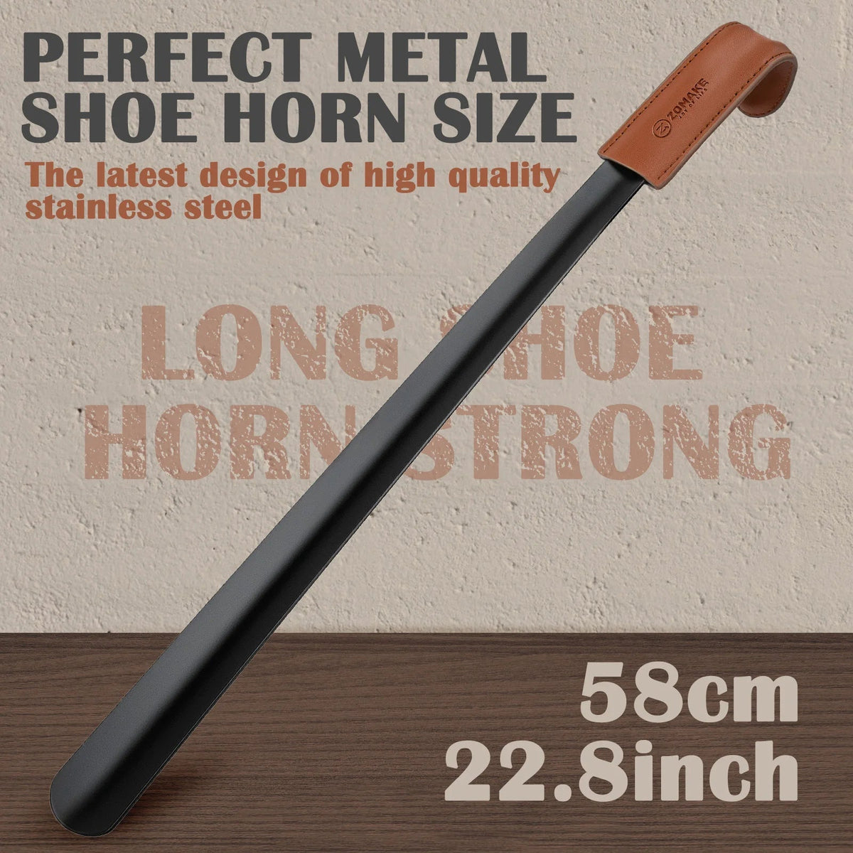 Long-Handled Metal Shoe Horn for Elderly Assistance
