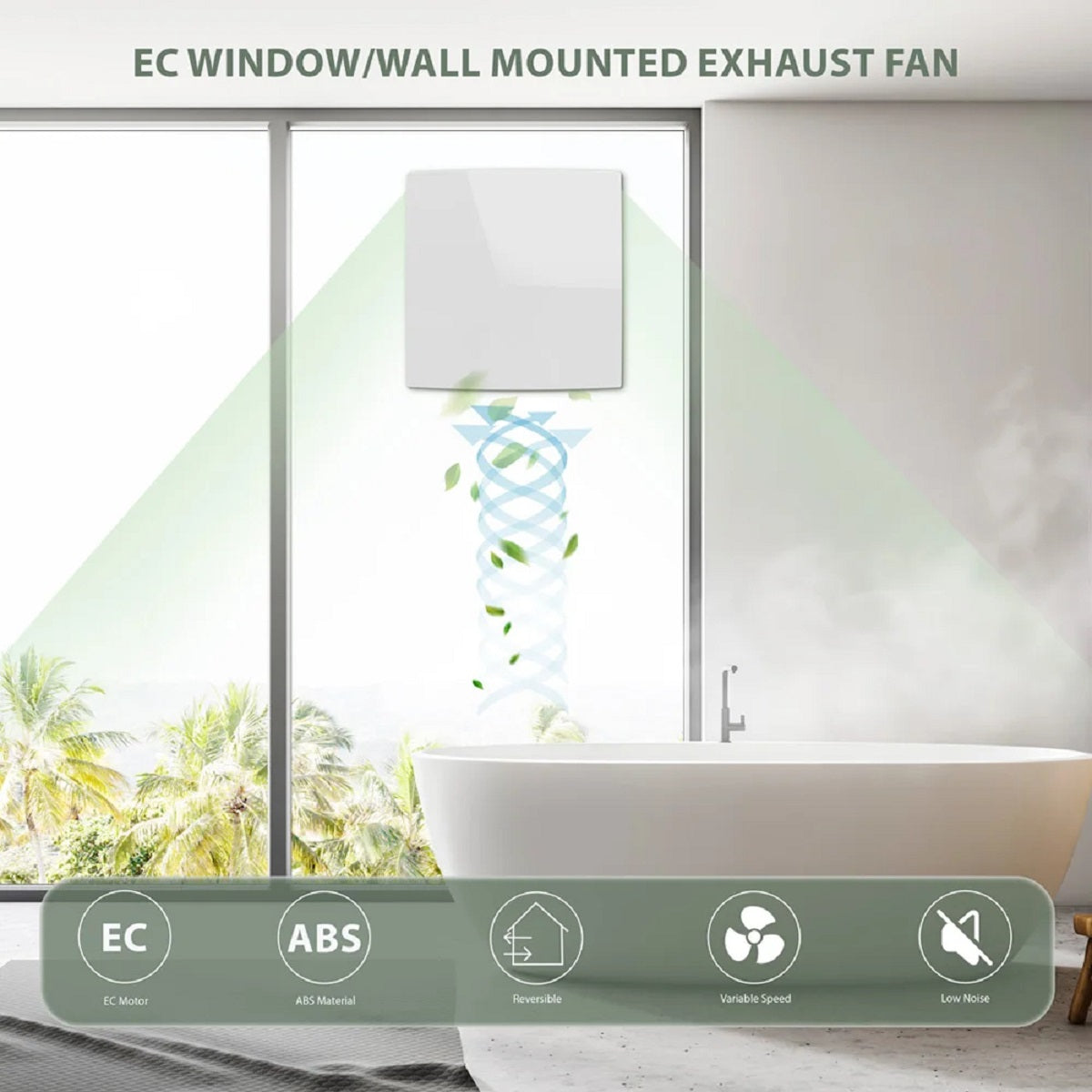 Wall-Mounted Ventilation Fan - Reversible with Remote Control