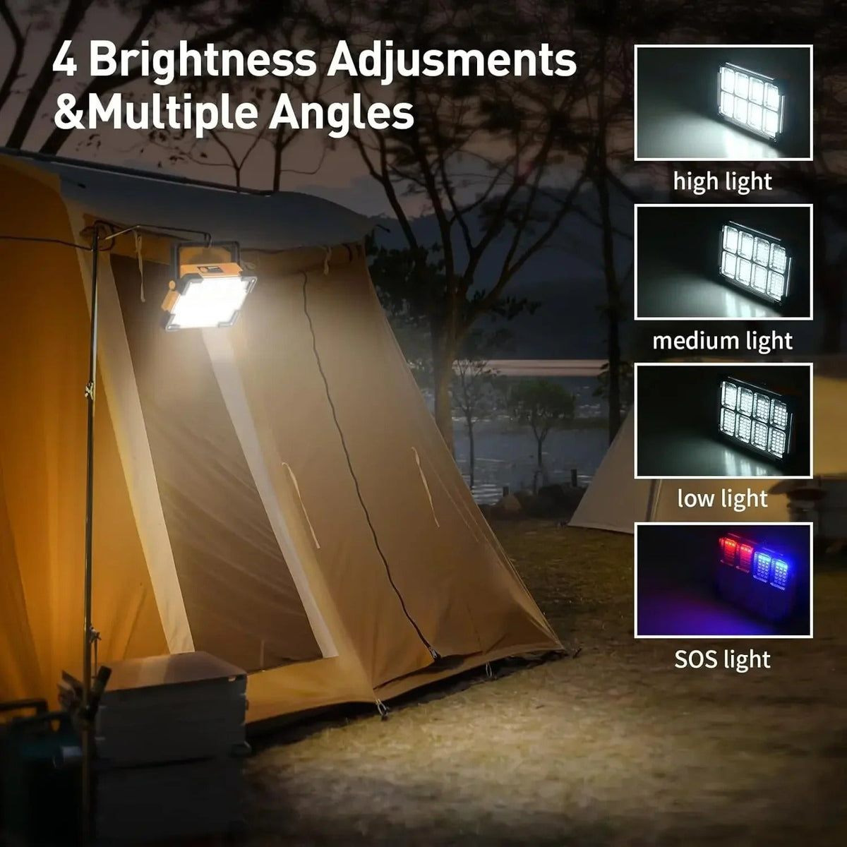 Rechargeable Outdoor LED Spotlight - Solar-Powered Flood Light for Yard and Construction