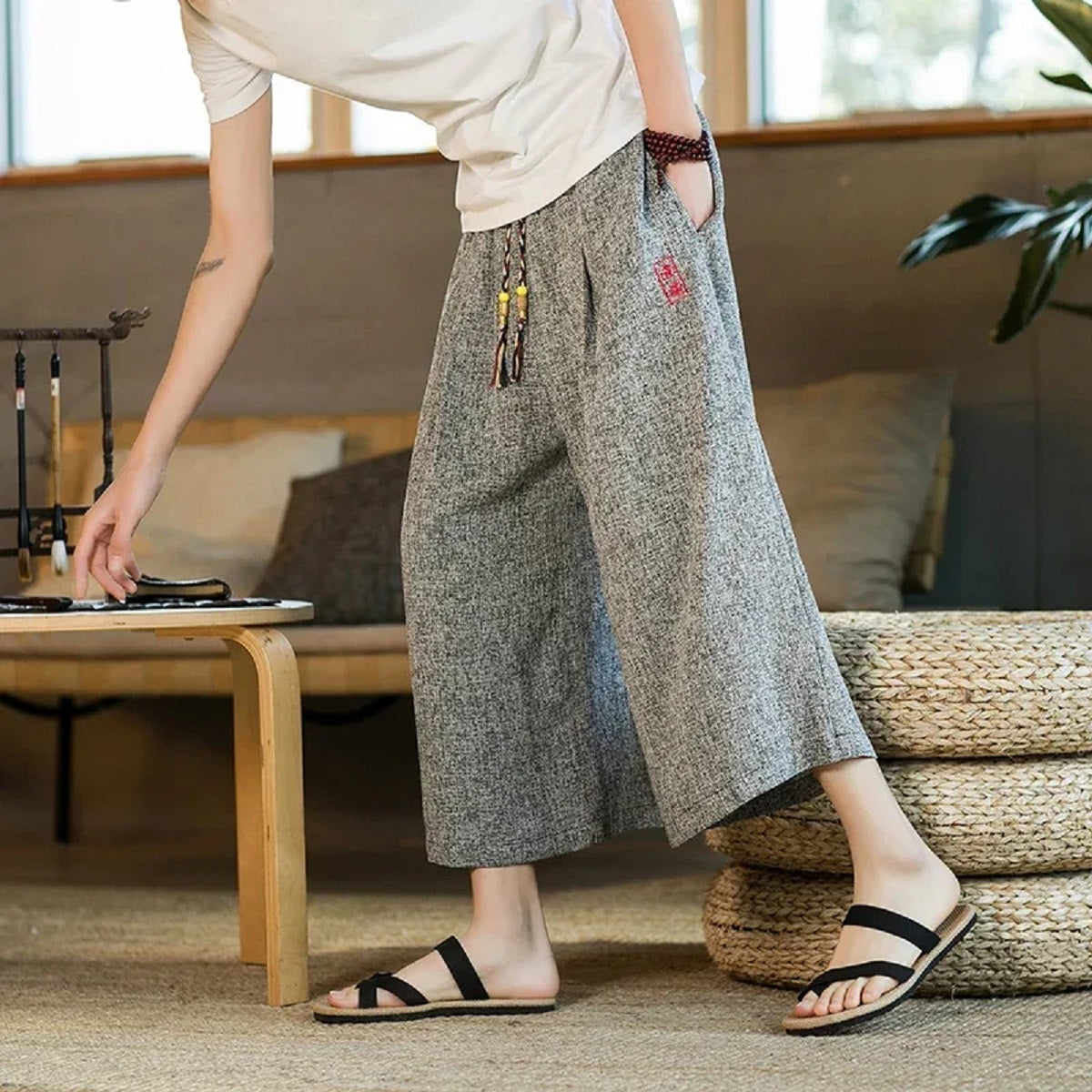 Japanese Wide-Leg Summer Shorts - Kimono-Inspired Design