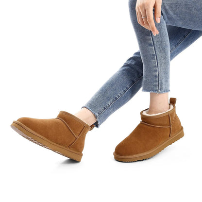 Women's Suede Ankle Boots - Fur Lined, Non-Slip for Winter Snow