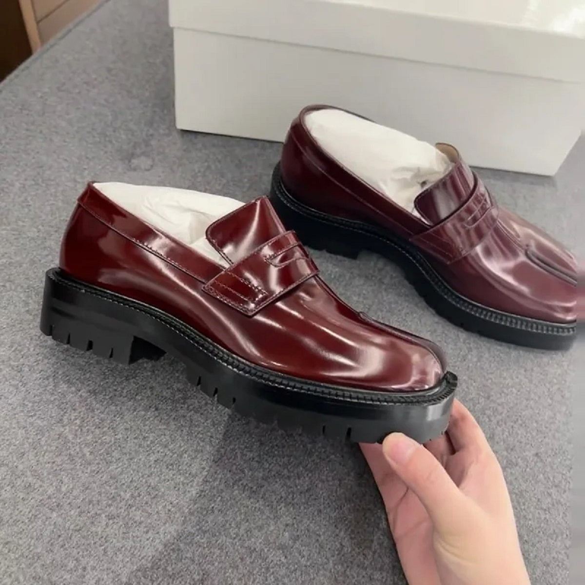 Chunky Platform Flats - Women's Lace-Up Tabi Split-Toe Loafers