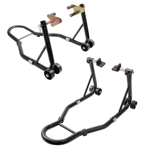 Heavy-Duty Motorcycle Lift Combo - Front and Rear Stand, 850LBS Capacity