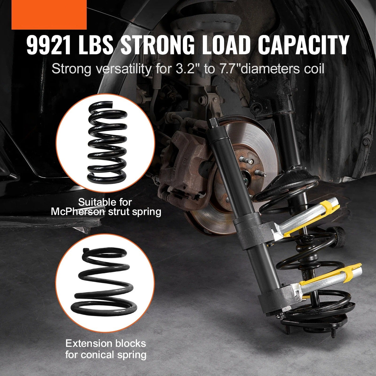 Coil Spring Compressor Set - Macpherson Fork Extractor with Swappable Tools