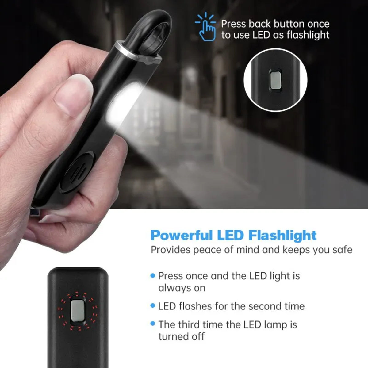 Women's Personal Safety Alarm - Keychain with Siren and Strobe Light