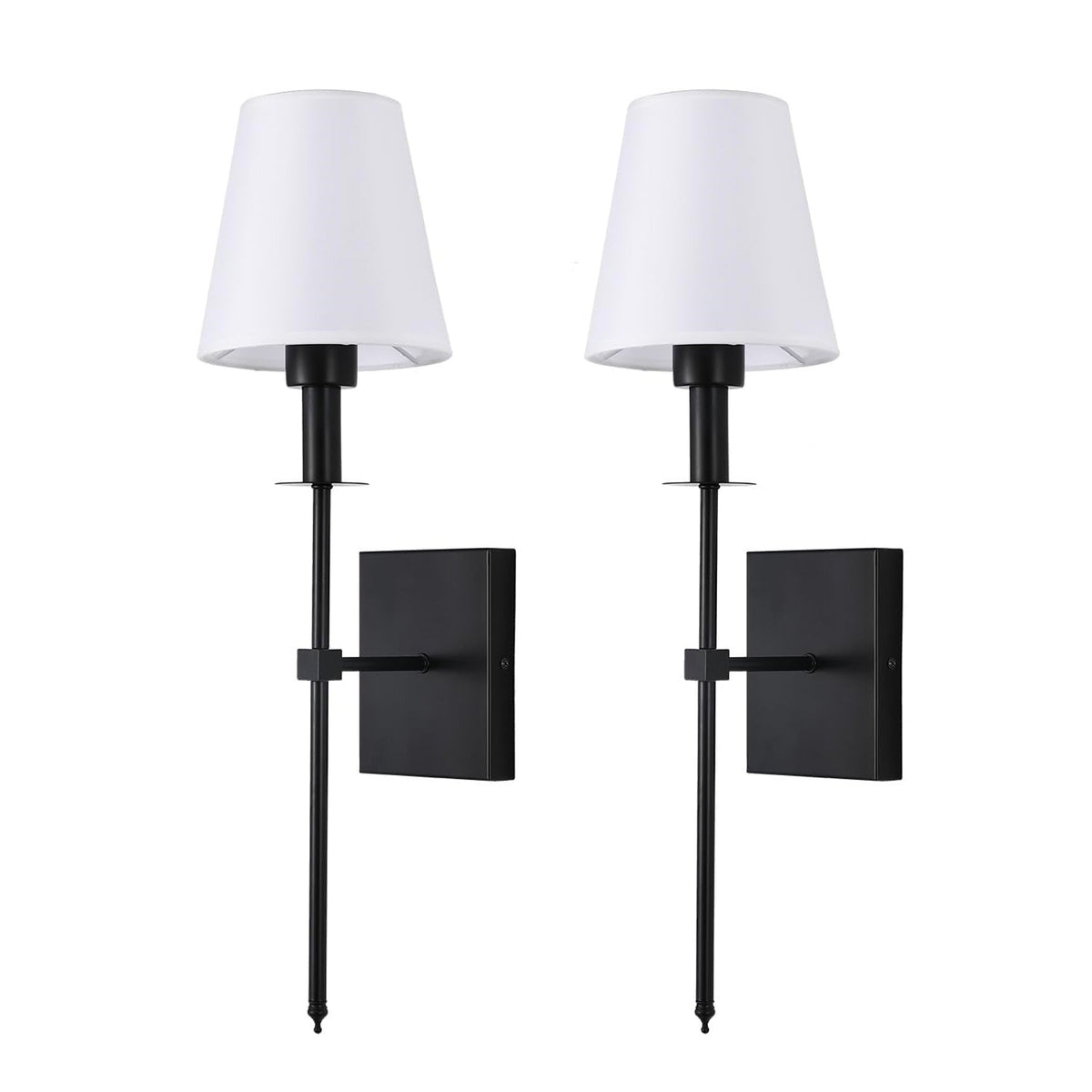 Wall Lamps in Vintage Industrial Style with White Fabric Shade