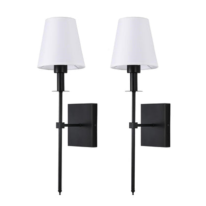 Wall Lamps in Vintage Industrial Style with White Fabric Shade