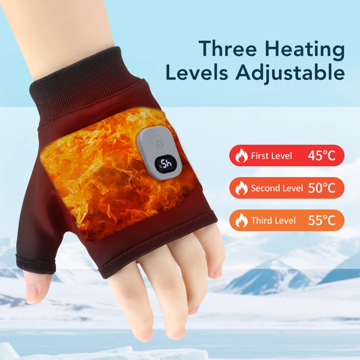 USB Rechargeable Fingerless Hand Warmers - Heated Touchscreen Gloves