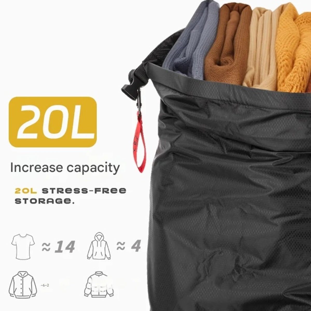 Portable Waterproof Storage Bag for Vacuum Compression of Travel Clothes