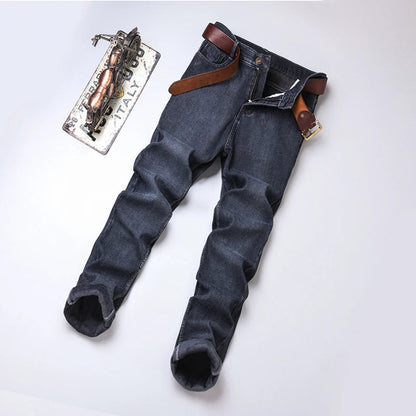 Men's Flannel Denim Jeans - Thermal Stretch Fleece Lined for Winter