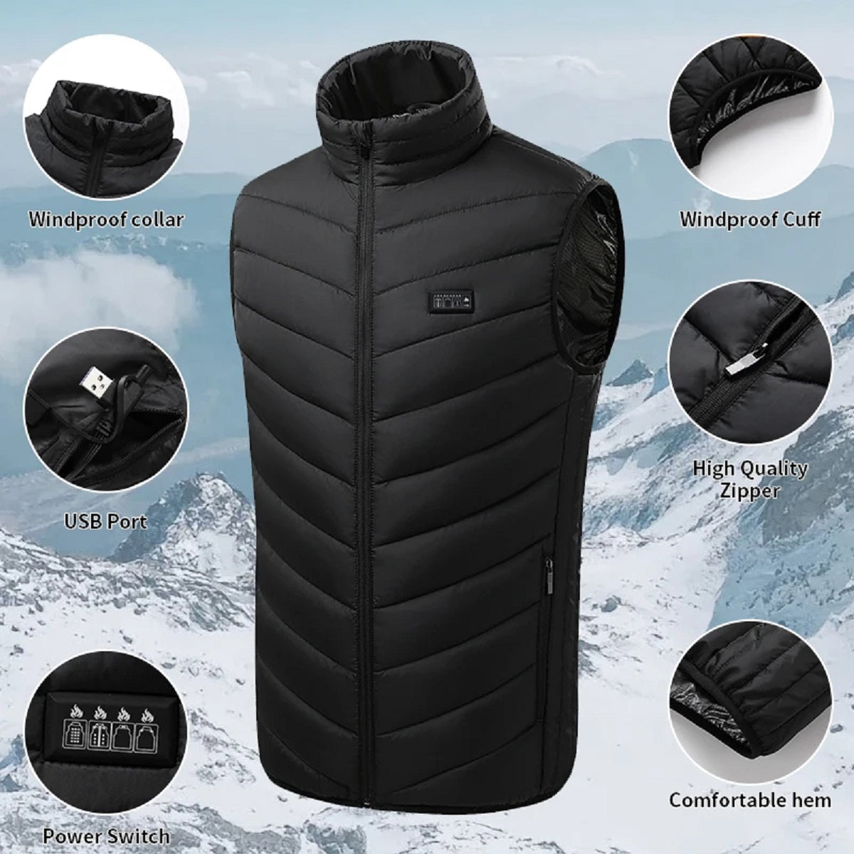 Electric Thermal Vest with USB Heating - Winter Wear for Men and Women