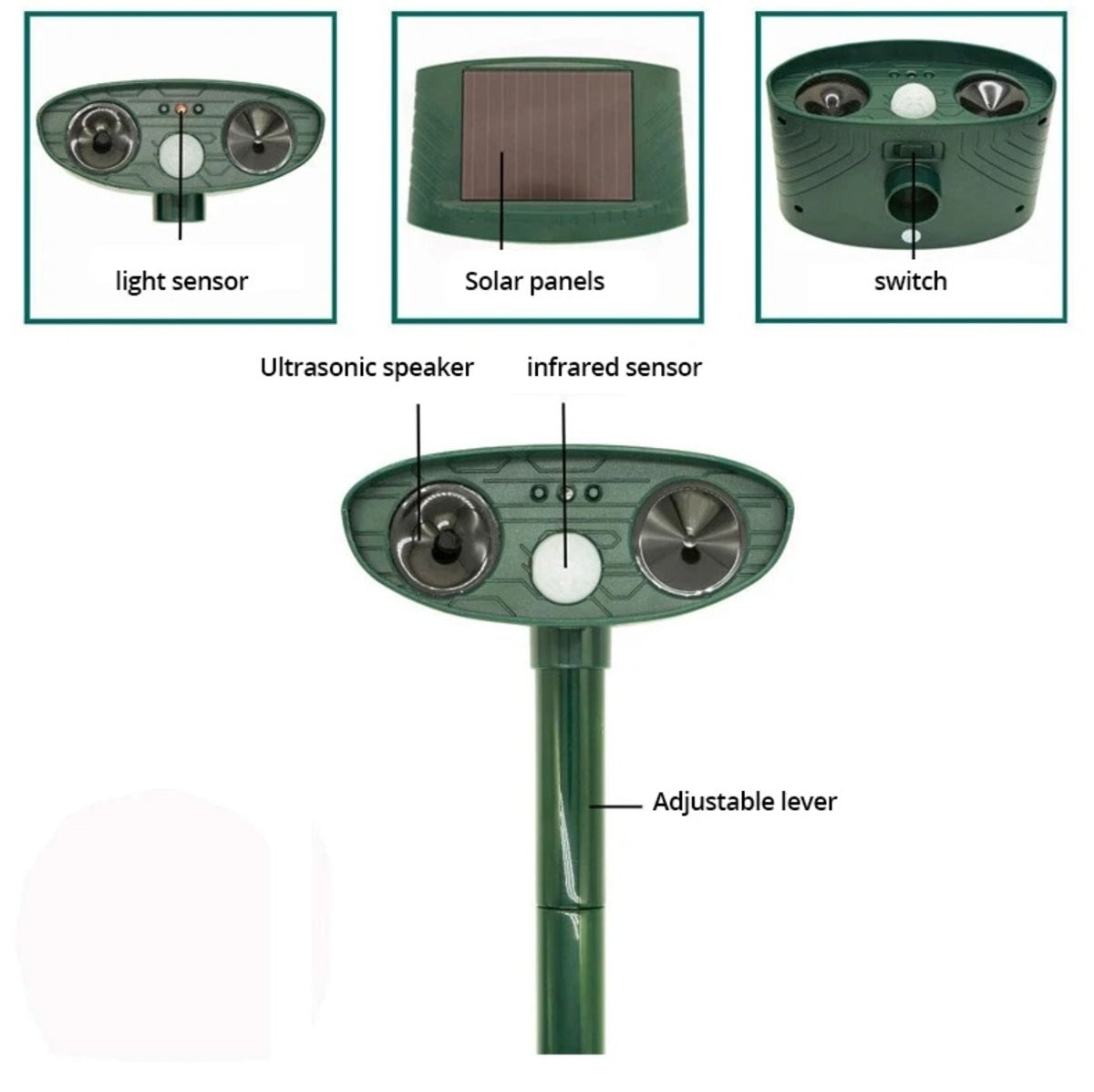 Waterproof Solar-Powered Ultrasonic Repellent for Cats and Dogs in Garden