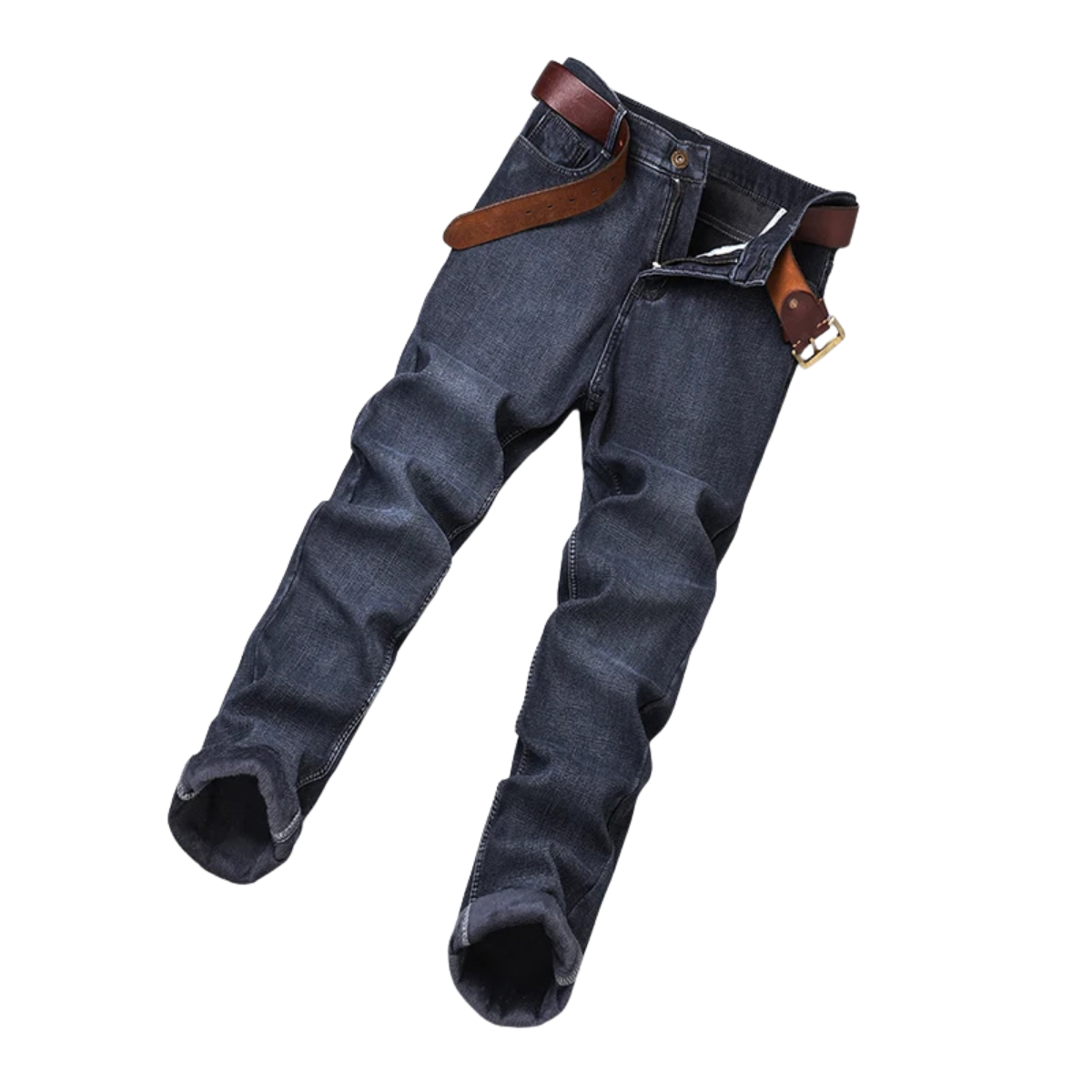 Men's Flannel Denim Jeans - Thermal Stretch Fleece Lined for Winter