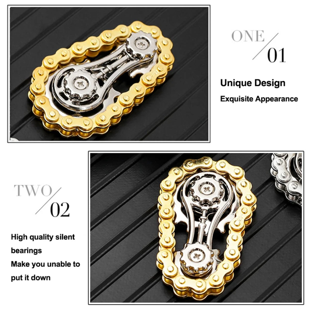 Fidget Spinner with Metal Sprockets - Stress Relief Toy for All Ages