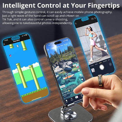 Health Tracker Smart Ring with Touchscreen Display and Wireless Charging