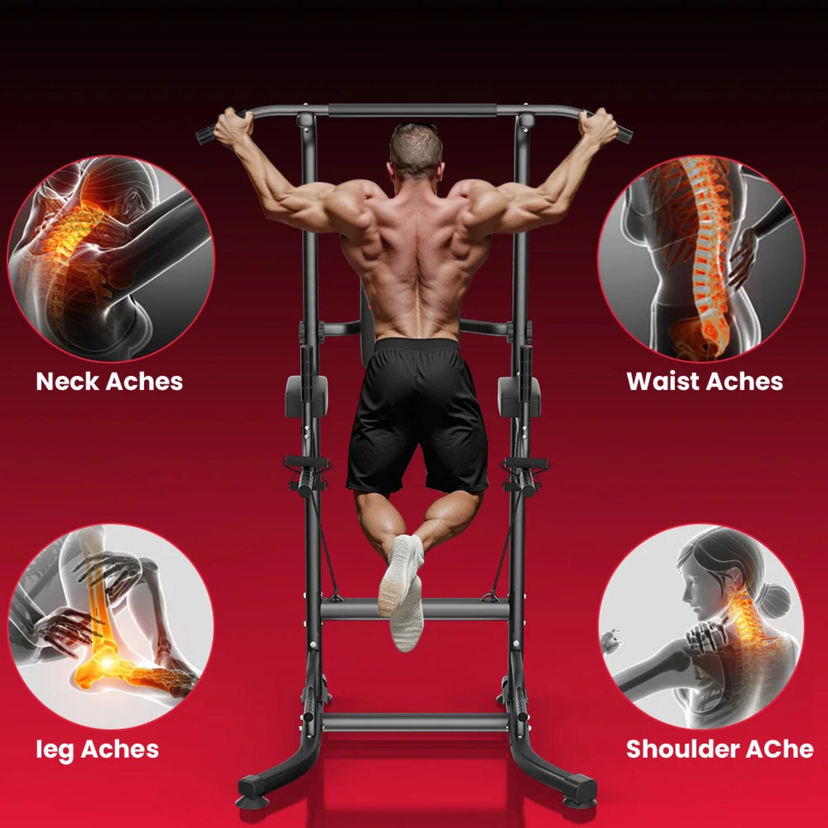 Adjustable Dip Station with Pull-Up Bar and Ab Exercise Equipment