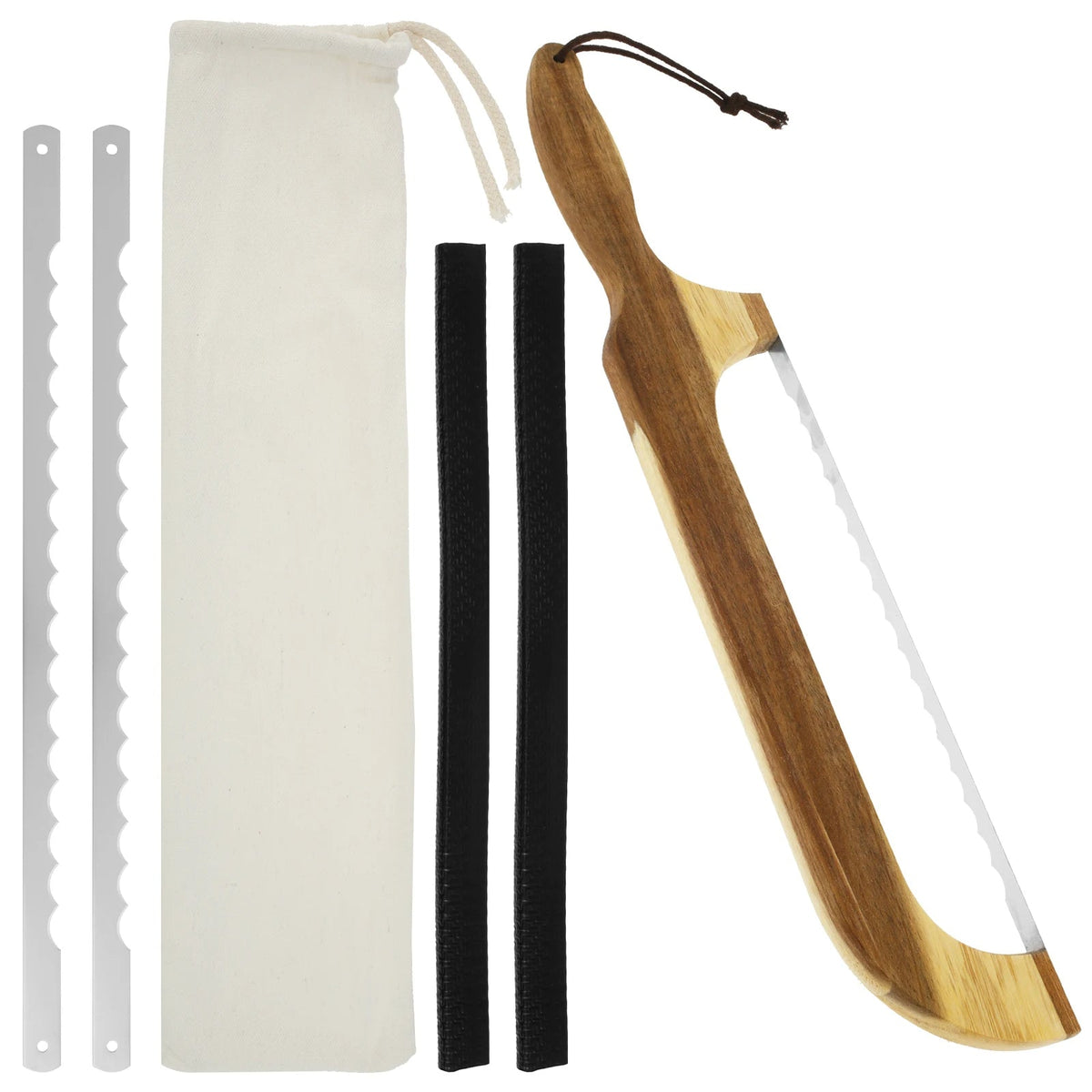 Serrated Bagel and Sourdough Bread Slicing Tool with Wooden Handle