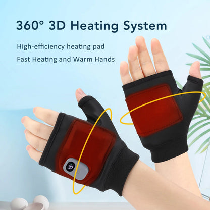 USB Rechargeable Fingerless Hand Warmers - Heated Touchscreen Gloves