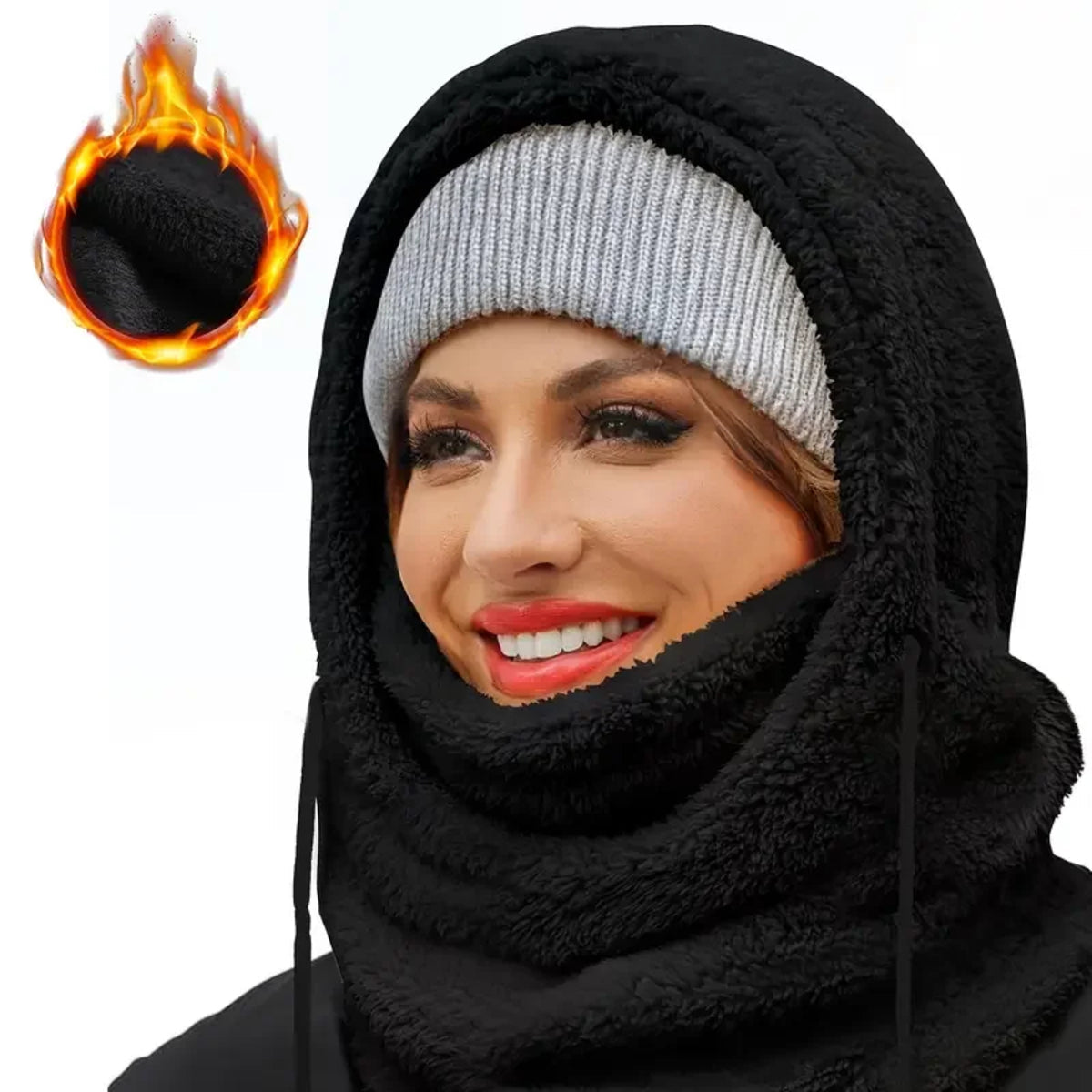 Fleece Ski Hooded Balaclava - Windproof Thermal Face Mask for Winter