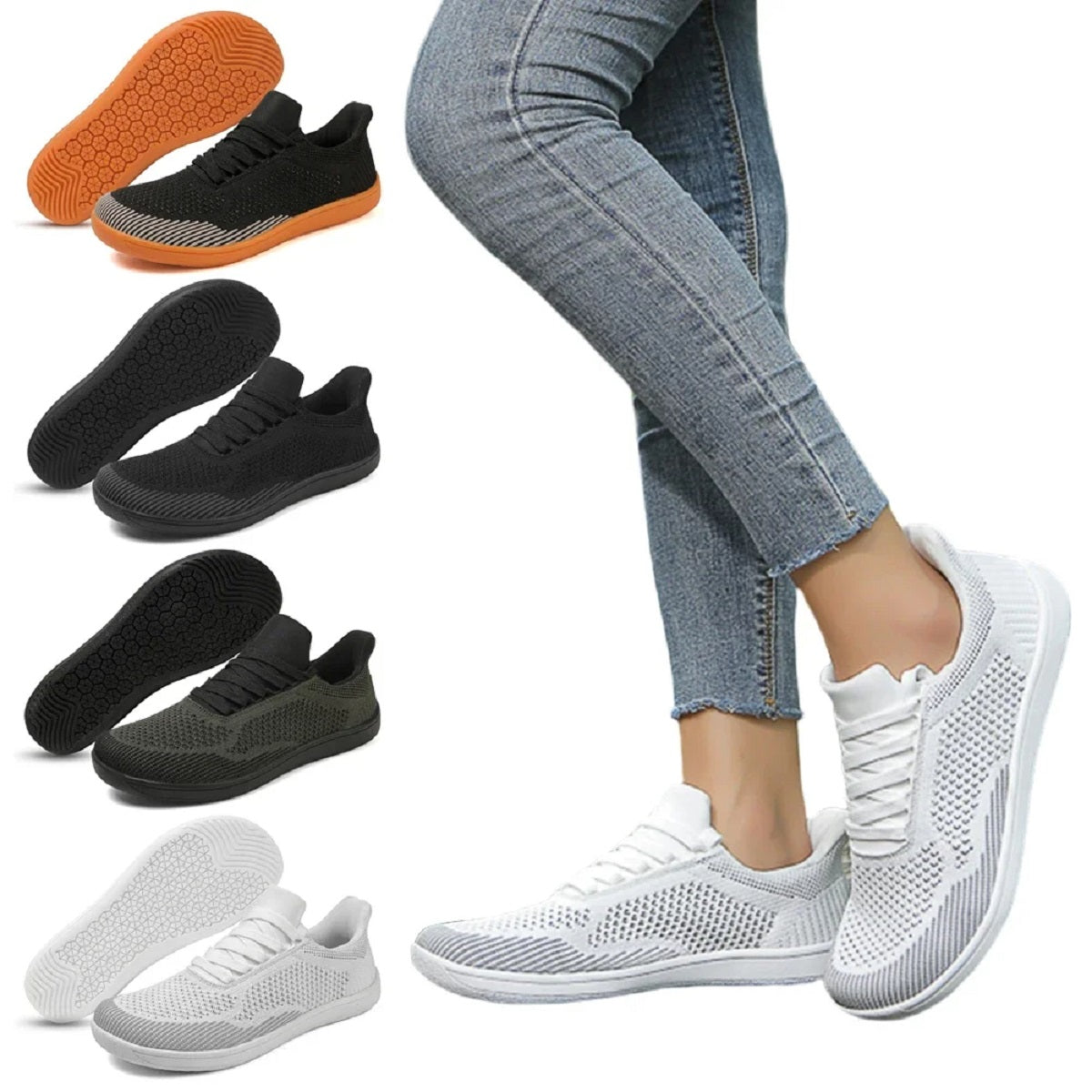 Lightweight Sneakers for Barefoot Experience - Breathable Wide-Toe Design