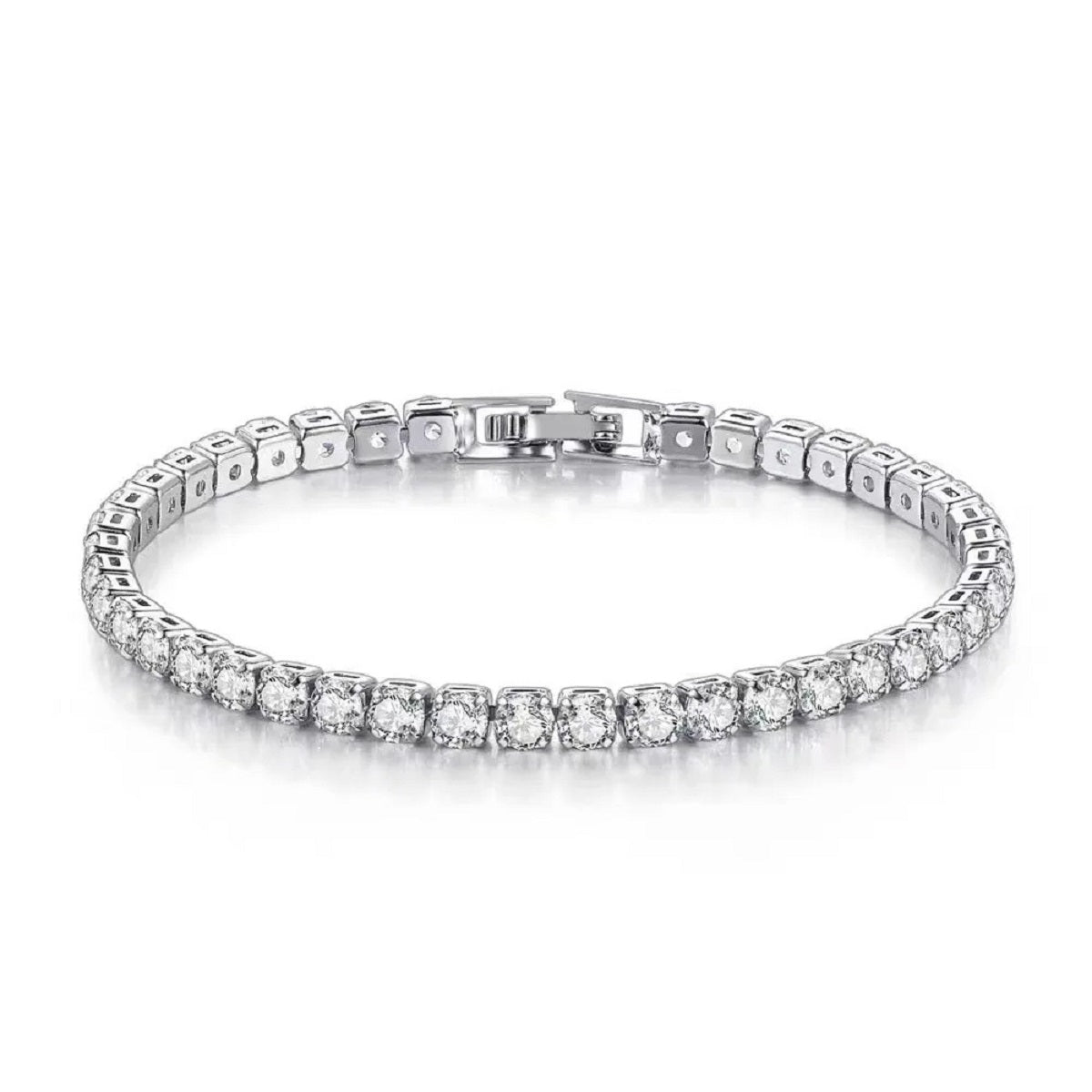 Tennis Bracelet in S925 Sterling Silver with Zirconia Charms